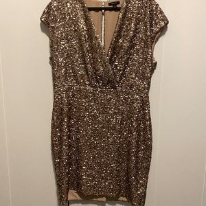 RW&Co, size 12, champagne gold sequinned cocktail dress.